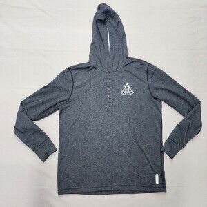 ROOTS 73 Men's Grey Long Sleeve Henley Hoodie Size Medium M